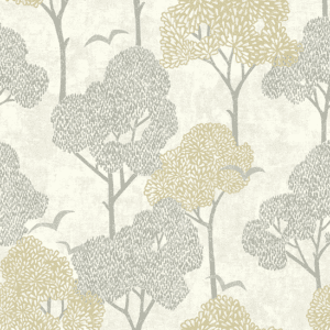 Grey and beige stylized tree wallpaper.