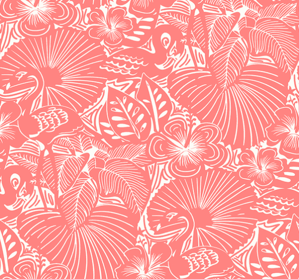 Coral tropical floral pattern design.