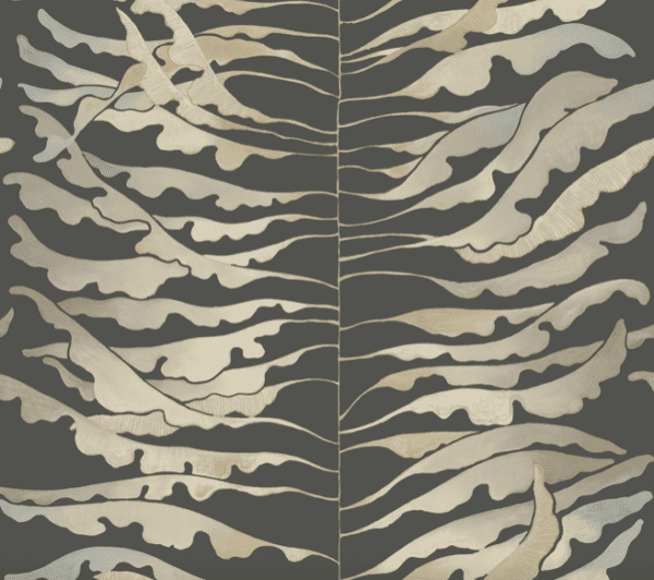 Beige and grey stylized fern pattern.