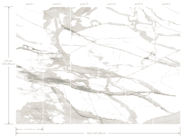 Six-panel white marble wall tile.