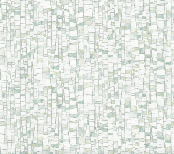 Abstract green and white mosaic pattern.