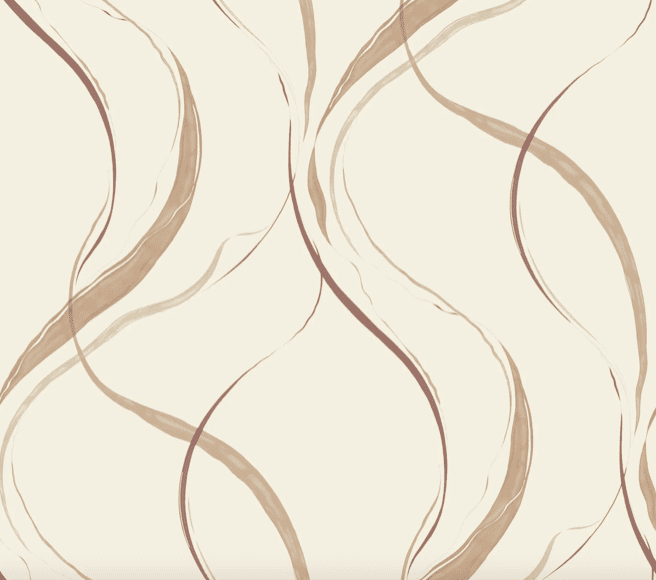 Beige background with brown wavy lines.