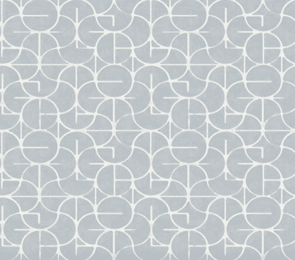 Grey geometric circle pattern textile.