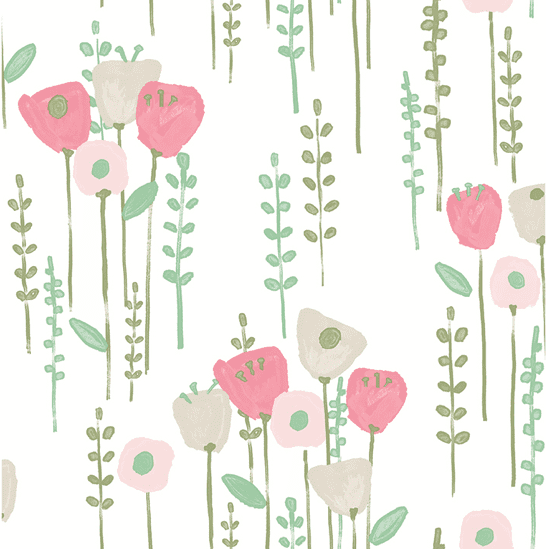 Pastel pink and beige flower pattern.