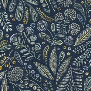 Navy floral textile pattern design.