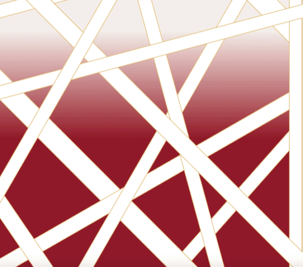 Abstract red and white geometric design.