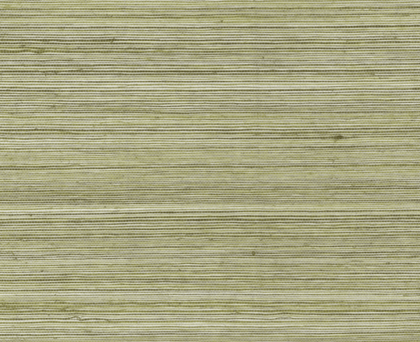 Green textured woven wallpaper sample.