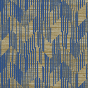 Abstract blue and gold striped pattern.